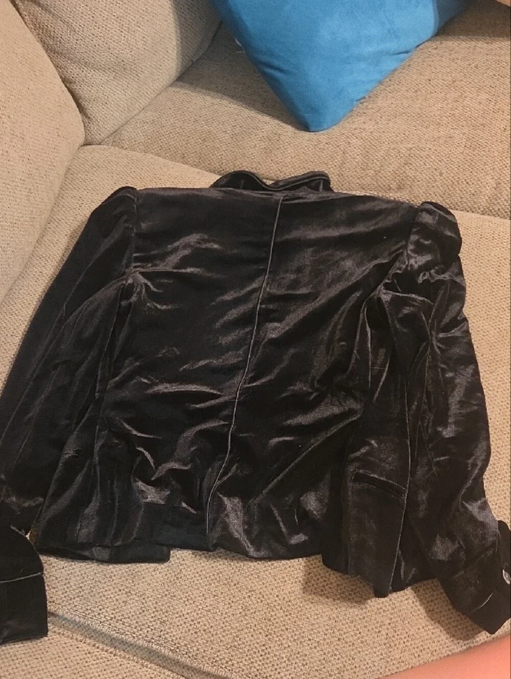 Maison Jules Black Velvet Double-Breasted Blazer